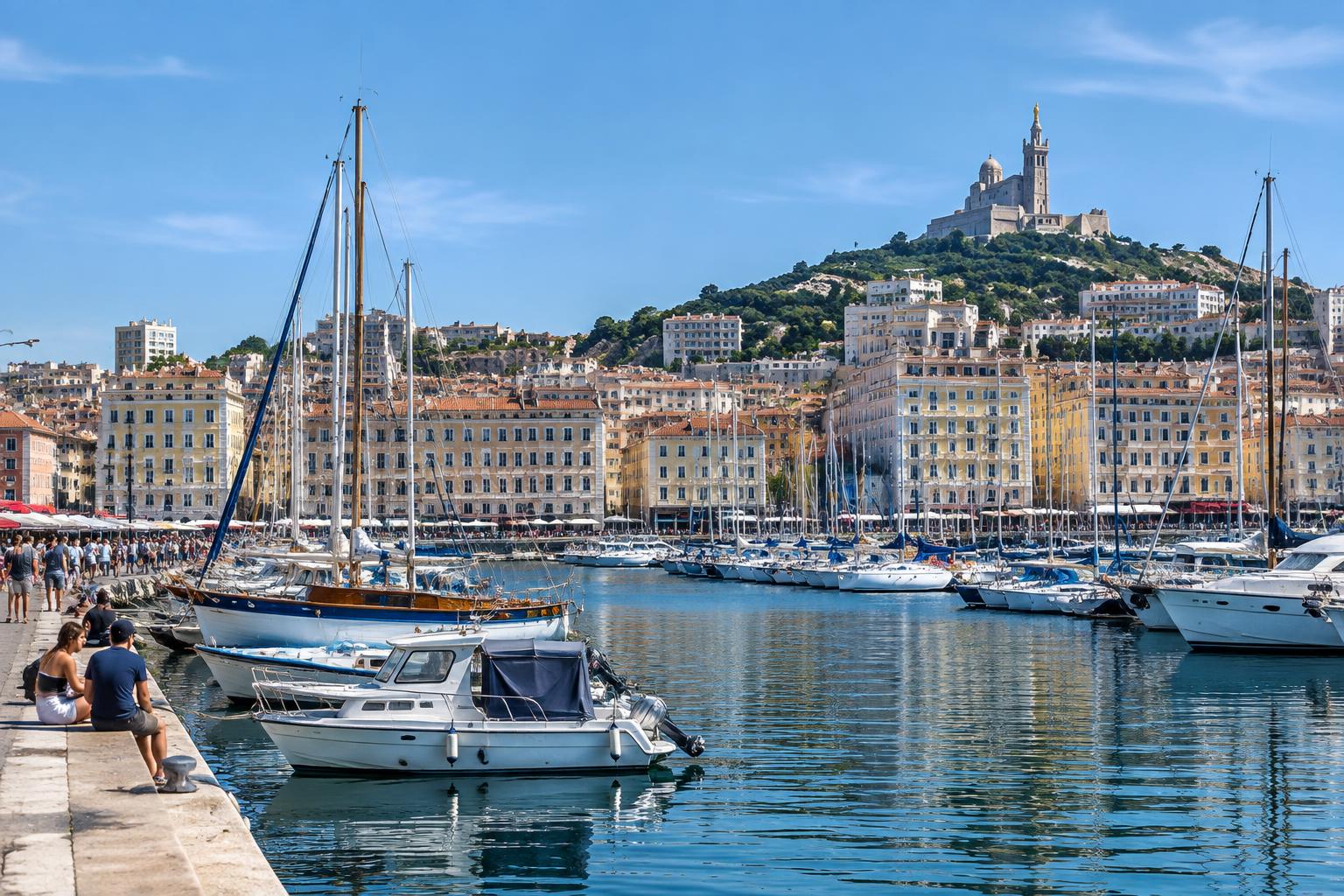 Le Vieux-Port de Marseille et Notre-Dame de la Garde (illustration)